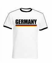 Wit zwart duitsland supporter ringer t-shirt voor heren trend