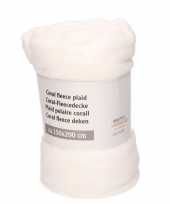 Witte fleece deken 150 x 200 cm trend