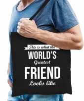 Worlds greatest friend vrienden cadeau tas zwart voor heren trend
