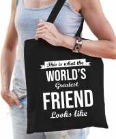 Worlds greatest friend vriendinnen cadeau tas zwart voor dames trend