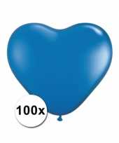 Zak met 100 blauwe hart ballonnen 15 cm trend