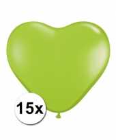 Zak met 15 lime hart ballonnen 15 cm trend