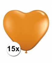 Zak met 15 oranje hart ballonnen 15 cm trend