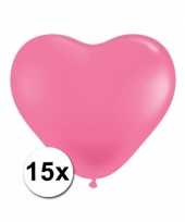 Zak met 15 roze hart ballonnen 15 cm trend