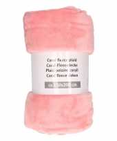Zalm roze fleece deken 150 x 200 cm trend
