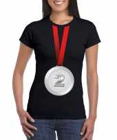 Zilveren medaille kampioen shirt zwart dames trend