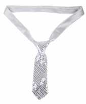 Zilveren stropdas glitter kort trend
