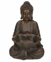 Zittend boeddha beeld zwart 30 cm trend