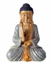 Zittend boeddha tuinbeeld gekleurd 50 cm trend