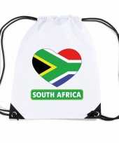 Zuid afrika hart vlag nylon rugzak wit trend