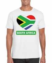 Zuid afrika hart vlag t-shirt wit heren trend