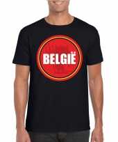 Zwart belgie shirt met duivel in cirkel shirt heren trend