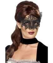 Zwart geborduurd kanten oogmasker voor dames trend