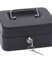 Zwart geldkistje kluisje met 9 vaks inzetlade 17 cm trend