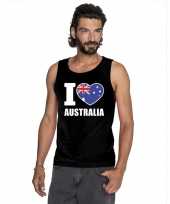 Zwart i love australie fan singlet-shirt tanktop heren trend