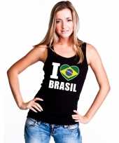 Zwart i love brazilie fan singlet-shirt tanktop dames trend