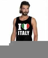 Zwart i love italie fan singlet-shirt tanktop heren trend