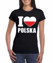 Zwart i love polen fan shirt dames trend