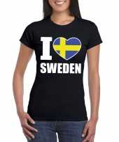 Zwart i love zweden fan shirt dames trend