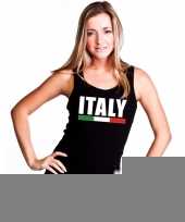 Zwart italie supporter singlet-shirt tanktop dames trend