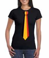 Zwart t-shirt met belgie vlag stropdas dames trend