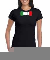 Zwart t-shirt met italie vlag strikje dames trend