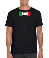 Zwart t-shirt met italie vlag strikje heren trend