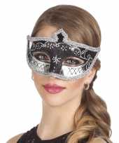 Zwart zilver oogmasker met glitters voor dames trend