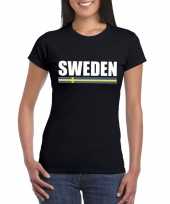 Zwart zweden supporter t-shirt voor dames trend