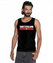Zwart zwitserland supporter singlet-shirt tanktop heren trend