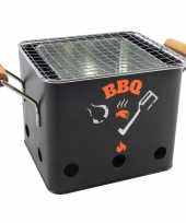 Zwarte barbecue bbq tafelmodel 18 cm houtskool trend