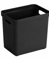 Zwarte opbergboxen opbergmanden 24 liter kunststof trend