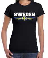 Zweden sweden landen t-shirt zwart dames trend