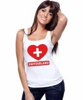 Zwitserland hart vlag singlet-shirt tanktop wit dames trend