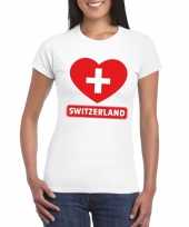 Zwitserland hart vlag t-shirt wit dames trend