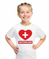 Zwitserland hart vlag t-shirt wit jongens en meisjes trend