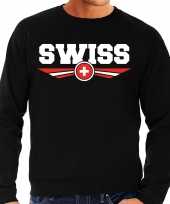 Zwitserland switzerland landen sweater trui zwart heren trend