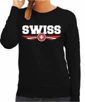 Zwitserland switzerland landen sweater zwart dames trend