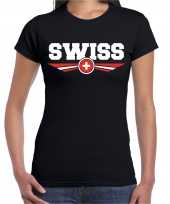 Zwitserland switzerland landen t-shirt zwart dames trend