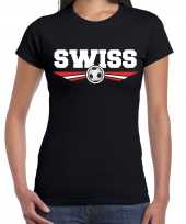 Zwitserland switzerland landen voetbal t-shirt zwart dames trend